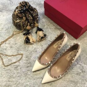 Valentino White Patent Rockstud Pump 85MM