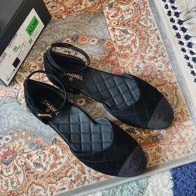 Chanel Mary Janes Suede Calfskin & Grosgrain