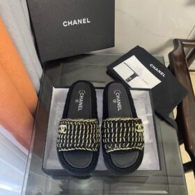 Chanel Braided Knit Mules