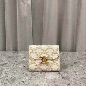 Celine Small Trifold Wallet In Triomphe Canvas