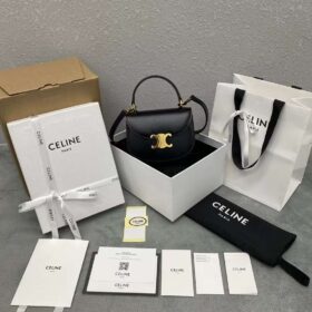 Celine Mini Besace Triomphe In Shiny Calfskin