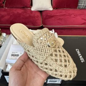 Chanel Braided Raffia Half Loafer