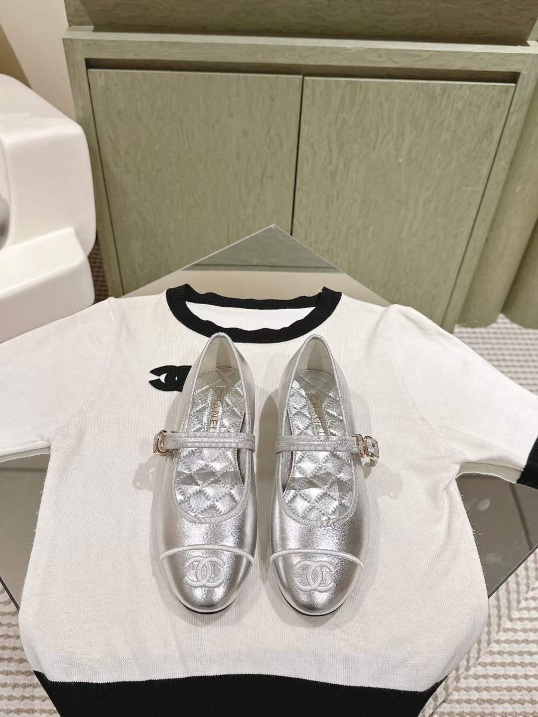 Chanel silver mary janes deals