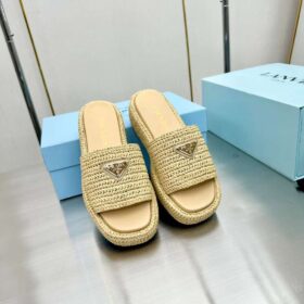 Prada Crochet Flatform Slides